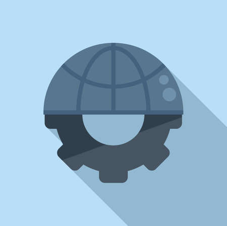 Global gear solution icon flat vector. Creative teamwork. Work challengeのイラスト素材