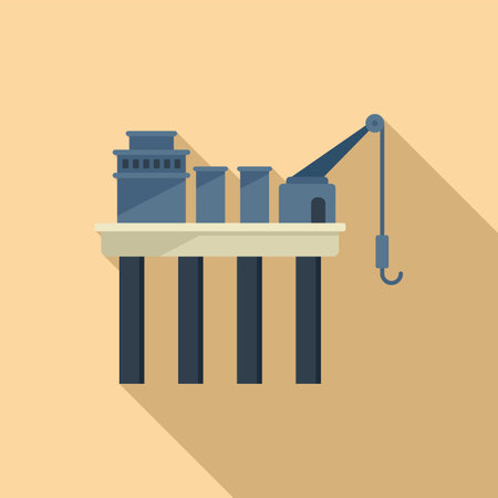 Rig icon flat vector. Sea oil. Gas platformのイラスト素材