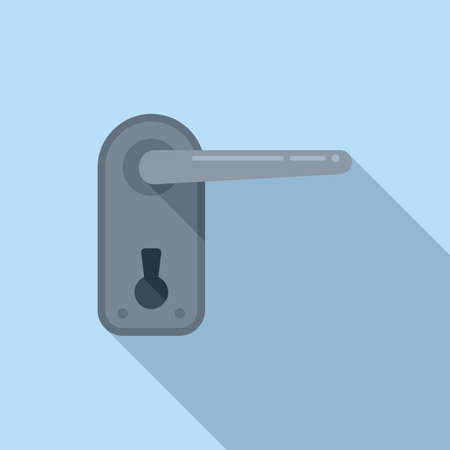 Iron door handle icon flat vector. Key latch. Steel interiorのイラスト素材