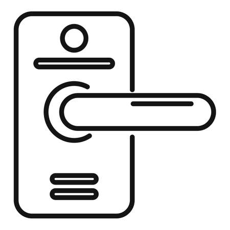 Aluminum door handle icon outline vector. Lock key. Hotel steelのイラスト素材