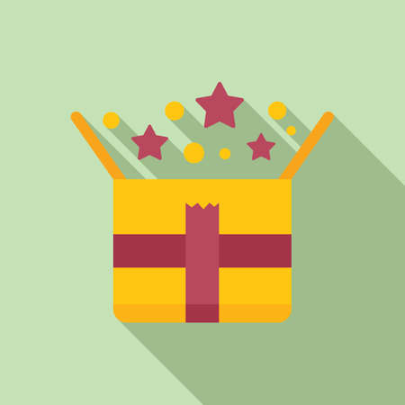 Surprise icon flat vector. Gift present. Face prizeのイラスト素材