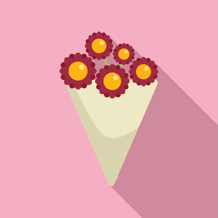 Flower bouquet icon flat vector. Happy gift. Sale effectのイラスト素材
