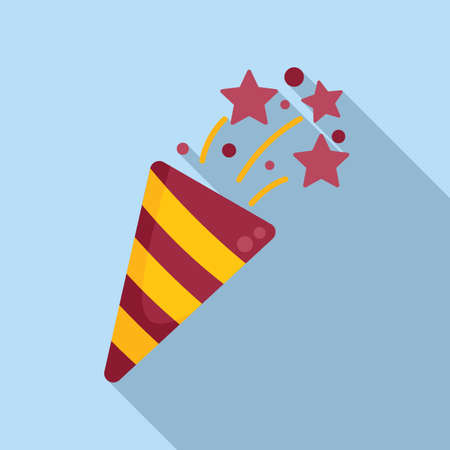 Surprise confetti icon flat vector. Face prize. Open birthdayのイラスト素材