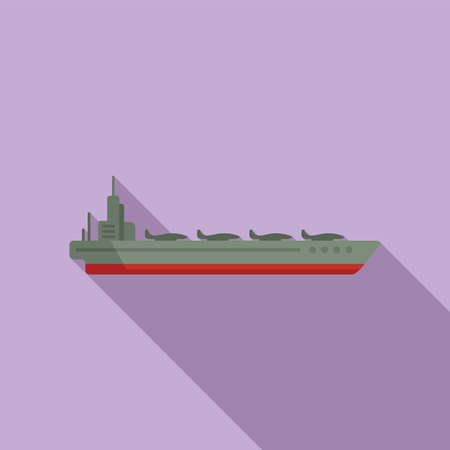 Top aircraft carrier icon flat vector. Navy ship. Naval warのイラスト素材