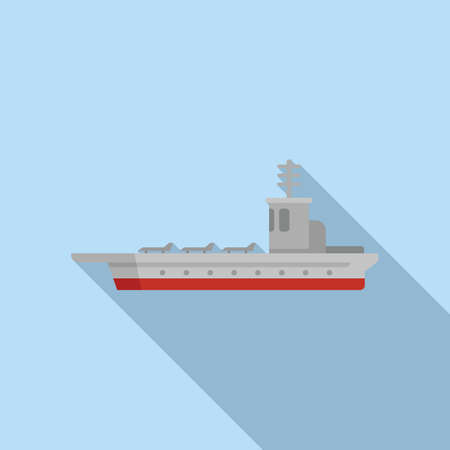 Aircraft jet icon flat vector. Navy ship. Military warshipのイラスト素材