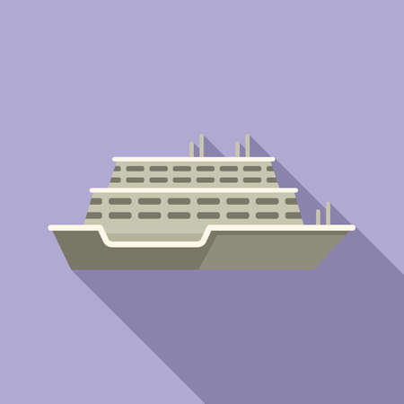 Cruise ferry icon flat vector. Ship river. Cargo frontのイラスト素材
