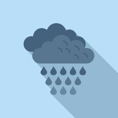 Rain cloud icon flat vector. Meteo rainy. Forecast cloudyのイラスト素材