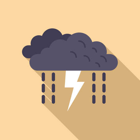 Rain thunderstorm icon flat vector. Cloud forecast. Day skyのイラスト素材