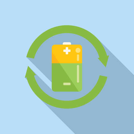 Recycle battery icon flat vector. Water solar. Ecology safeのイラスト素材