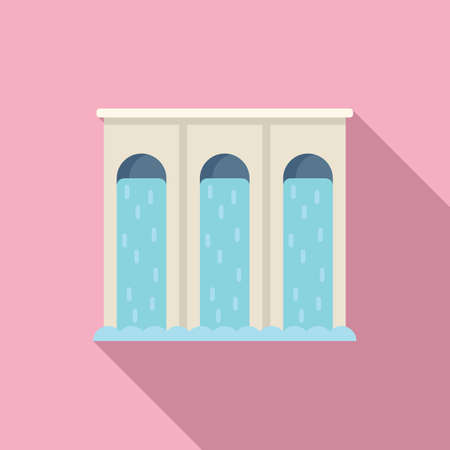 Water energy barage icon flat vector. Eco power. Save leafのイラスト素材