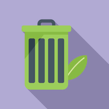 Recycle bin icon flat vector. Leaf save. Ecology treeのイラスト素材