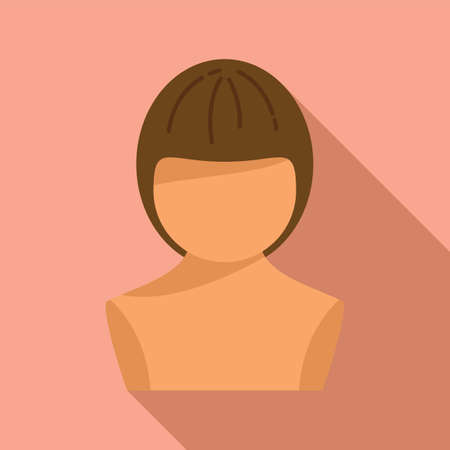 Wig icon flat vector. Hair style. Long fashionのイラスト素材