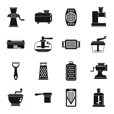 Vegetable cutter icons set simple vector. Chopper appliance. Cooking dicerのイラスト素材