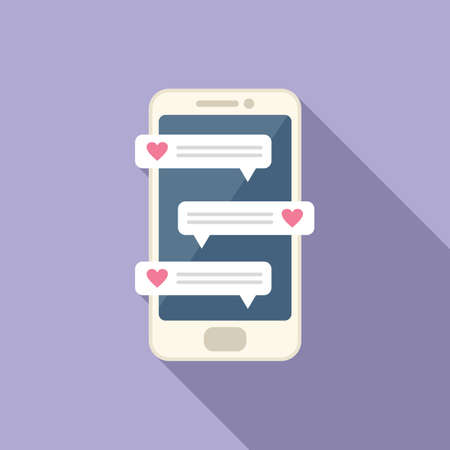 Online chat icon flat vector. App date. Mobile profileのイラスト素材