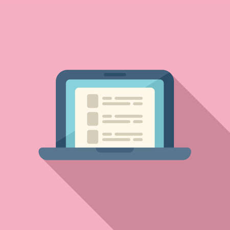 Laptop database icon flat vector. Data customer. Client accessのイラスト素材