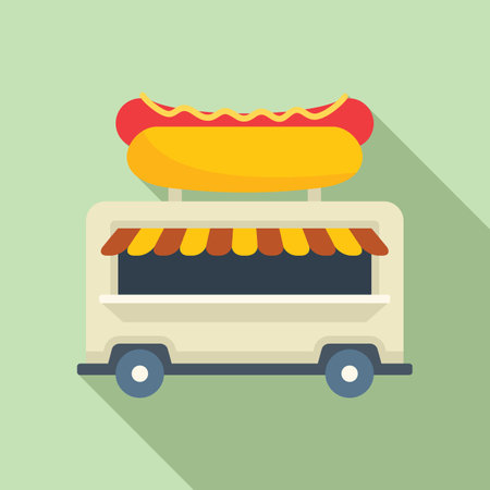 Snack hot dog icon flat vector. Cart food. Store marketのイラスト素材