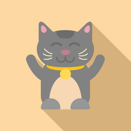 Chinese lucky cat icon flat vector. Maneki japan. Gold animalのイラスト素材