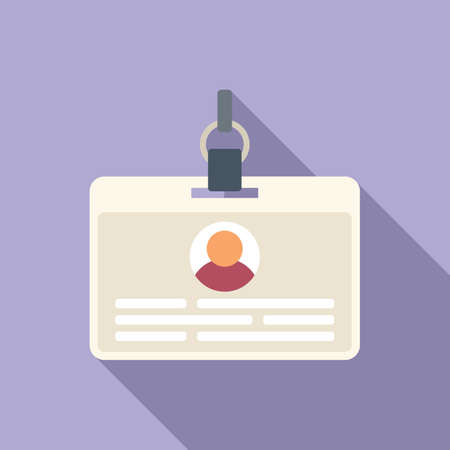 Conference id card icon flat vector. Photo badge. Pass businessのイラスト素材
