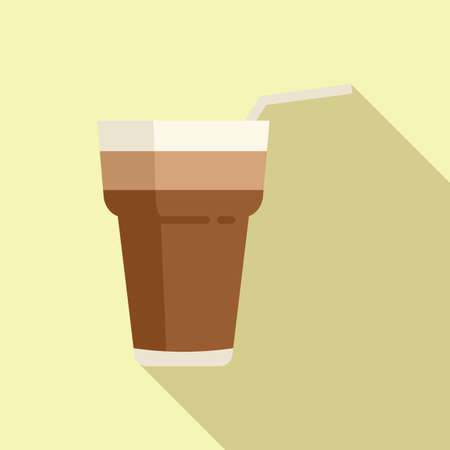 Milk latte icon flat vector. Cafe glass. Cream mochaのイラスト素材
