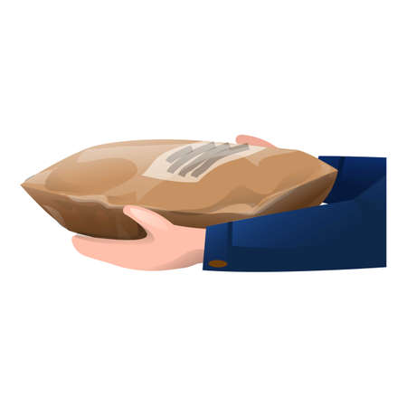 Postman parcel icon cartoon vector. Bag post. Envelope jobのイラスト素材