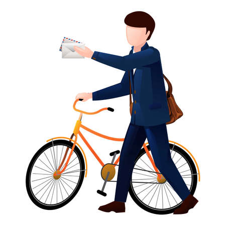 Bike postman icon cartoon vector. Mail man. Post boxのイラスト素材