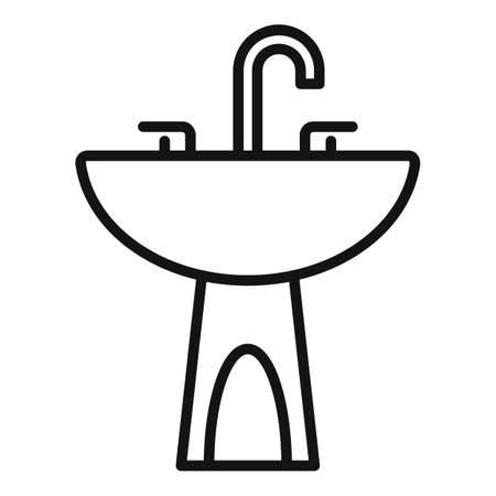 Faucet basin icon outline vector. Water pipeline. Sewer constructionのイラスト素材