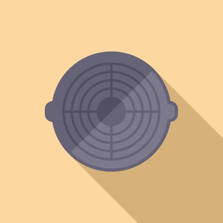 Canalization manhole icon flat vector. City road. Metal steelのイラスト素材