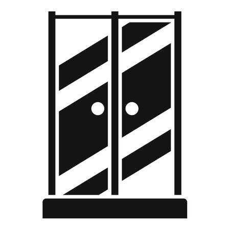 Bathroom shower stall icon simple vector. Glass cabin. Door cubicleのイラスト素材