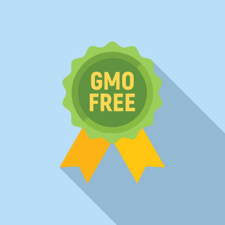 Gmo free emblem icon flat vector. Dna food. Science testのイラスト素材
