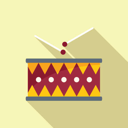 Music drum icon flat vector. Kit instrument. Acoustic drummerのイラスト素材