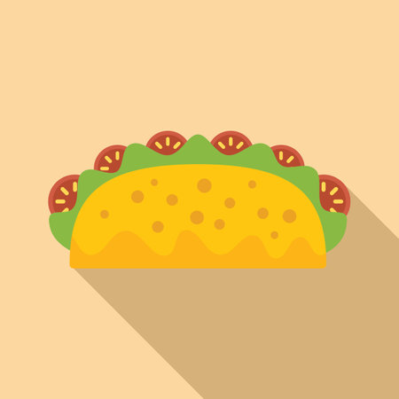 Tacos icon flat vector. Mexican food. Mexico menuのイラスト素材