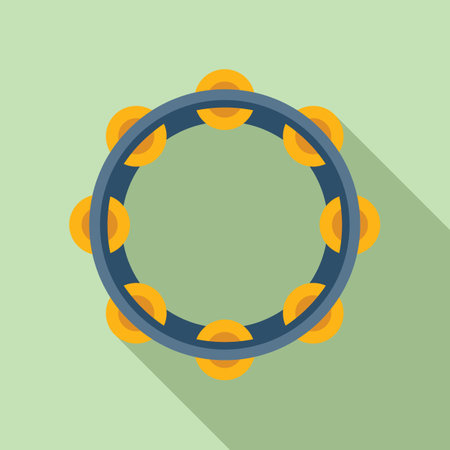 Tambourine icon flat vector. Music drum. Samba carnivalのイラスト素材