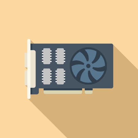 Gpu card icon flat vector. Computer pc. Cooler pciのイラスト素材