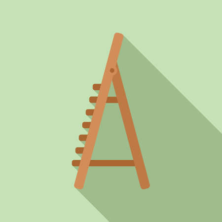 Wooden ladder icon flat vector. Wood construction. Metal stairのイラスト素材