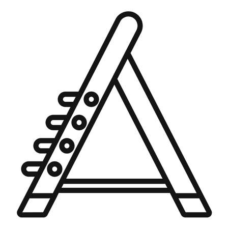 Portable ladder icon outline vector. Wood step. Shadow metalのイラスト素材
