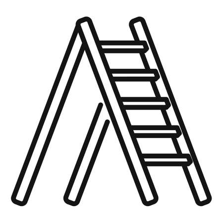 Line metal ladder icon outline vector. Wood step. Stair upのイラスト素材