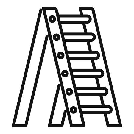 Old ladder icon outline vector. Wood safety. Portable toolのイラスト素材