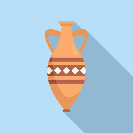 Greece amphora icon flat vector. Vase pot. Jug urnのイラスト素材