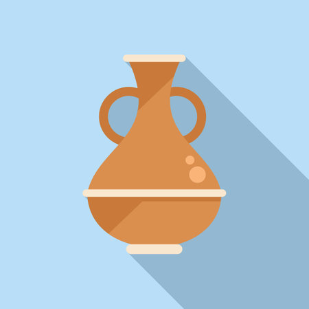 Art amphora icon flat vector. Old pottery. Vase potのイラスト素材