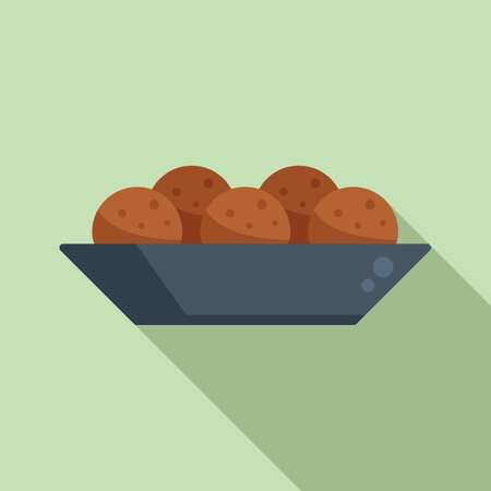 Falafel ball icon flat vector. Cooking plate. Vegan deliciousのイラスト素材