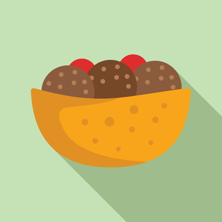Falafel with herbs icon flat vector. Cooking plate. Vegan pocketのイラスト素材