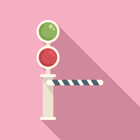 Traffic lights barrier icon flat vector. Train road. Closed railwayのイラスト素材