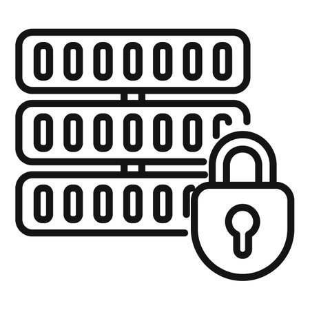 Server data icon outline vector. Privacy protect. Personal safeのイラスト素材