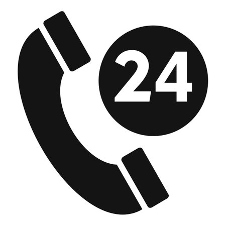 24 hour call support icon simple vector. Contact page. Info onlineのイラスト素材