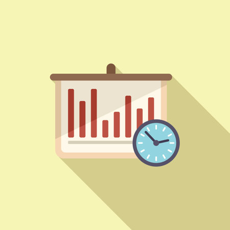 Banner timer icon flat vector. Clock project. Task controlのイラスト素材