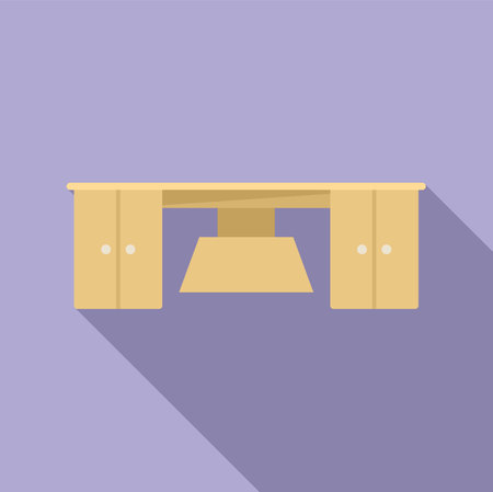 Wood furniture icon flat vector. Interior design. Home tableのイラスト素材