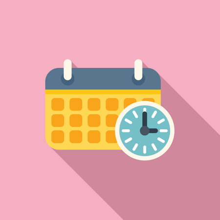 Calendar time icon flat vector. Work control. Task teamのイラスト素材