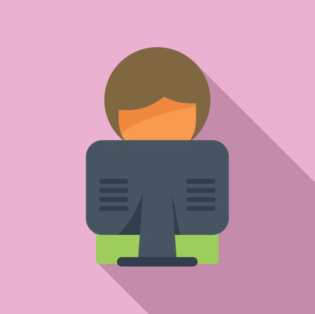 Online pc help icon flat vector. Office service. Customer supportのイラスト素材