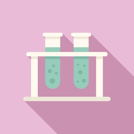 Test tube stand icon flat vector. Customer feedback. Good clientのイラスト素材
