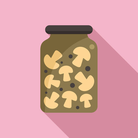 Pickled mushroom icon flat vector. Food pickle. Cooking productのイラスト素材